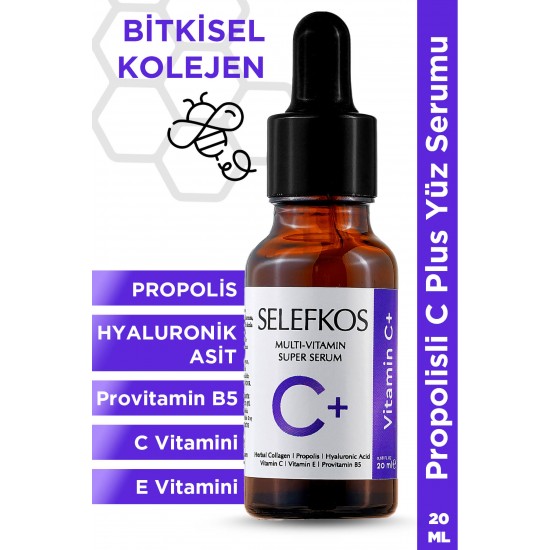 Leke Karşıtı C Vitamini Yüz Serumu Konsantre Yoğun Bakım ile Provitamin B5 ve Propolisli Formül 20ML