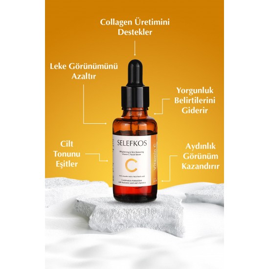 C Vitamin Serum Aydınlatıcı Renk Tonu Eşitleyici C Vitamini Serum (%10AscorbicAcid-%0,5FerulicAcid ) 30ML